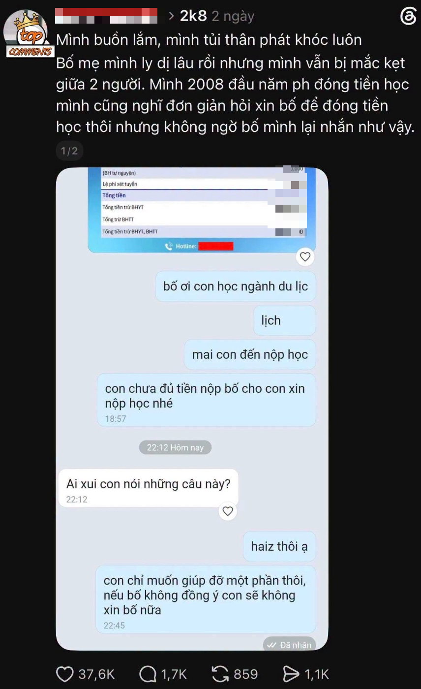 base64-17866796660451989468748 'Bố ơi, con chưa đủ tiền nộp học…': Điều bất ngờ xảy ra sau một bài đăng - Ảnh 1.