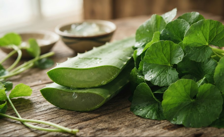 Nha đam vs rau má: Phục hồi làn da tổn thương