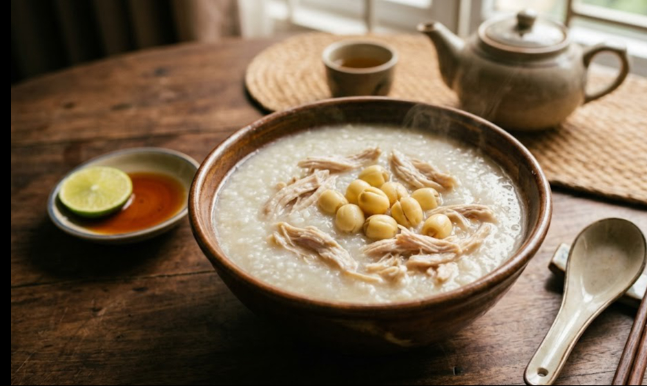 Cháo gà hạt sen phù hợp