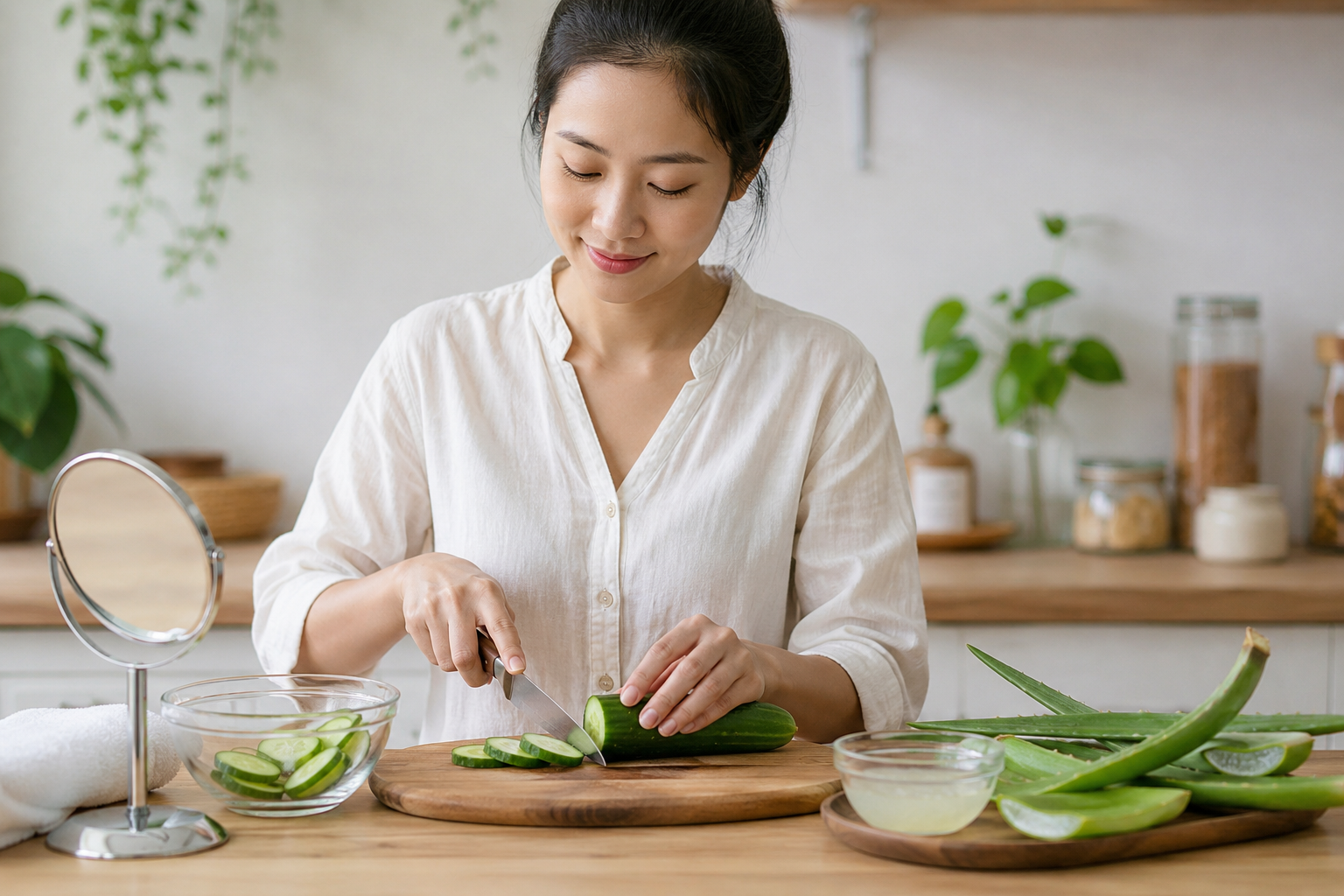 Mặt nạ nha đam và dưa chuột