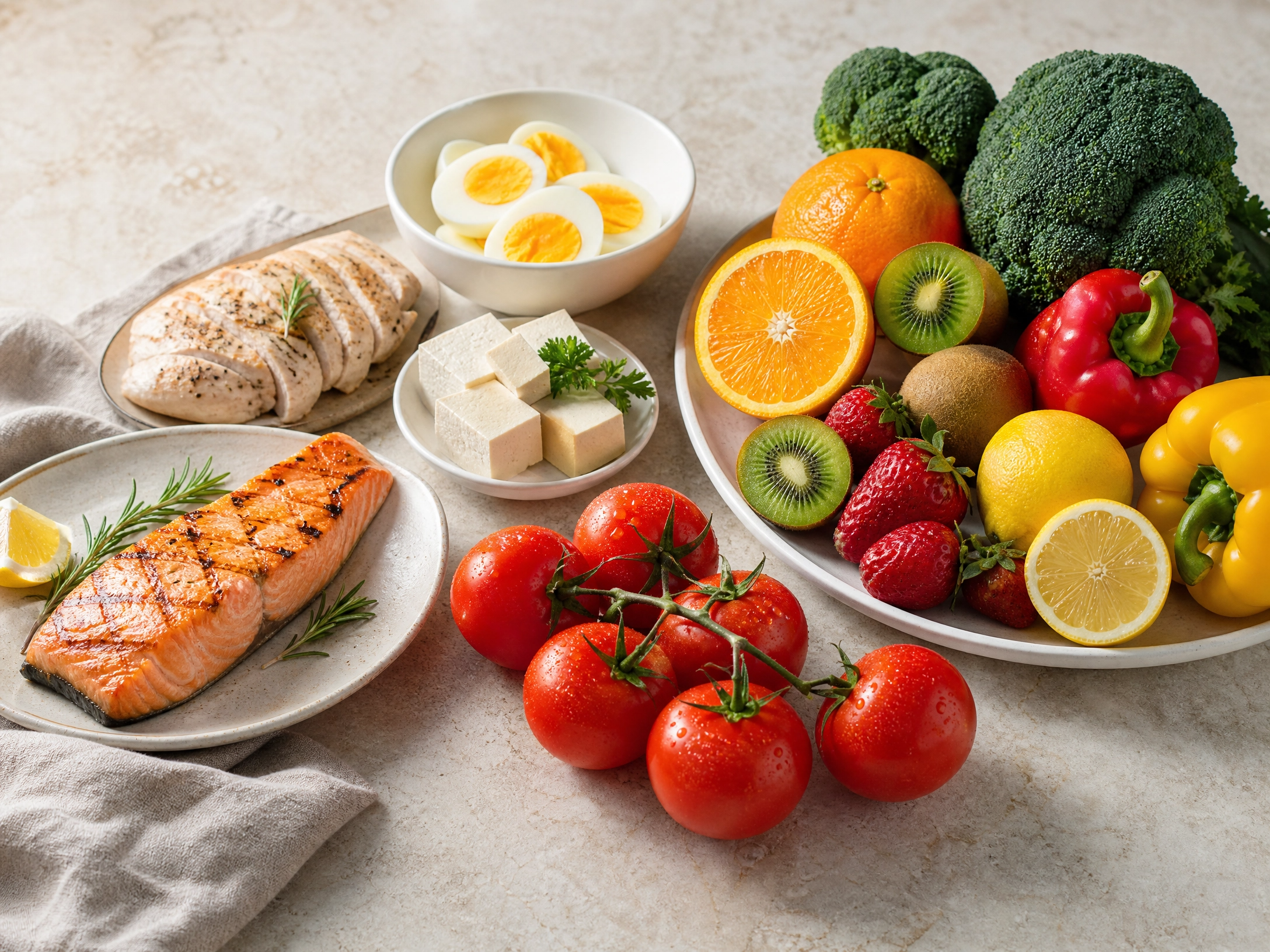 collagenfoodsrealistic-17872051466141691592416 Tuổi 50 nên ăn gì mỗi ngày để hỗ trợ cơ thể tự sản sinh collagen? - Ảnh 1.