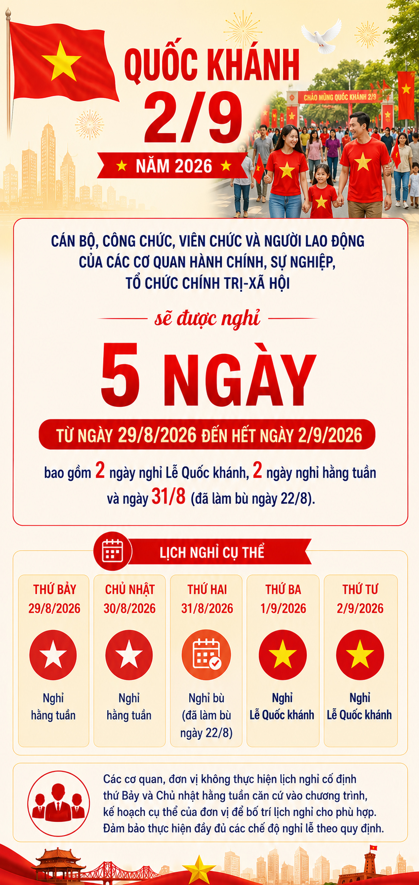 Lịch Trình Nghỉ Lễ Quốc Khánh 2/9 Năm 2026: Những Thông Tin Cần Biết
