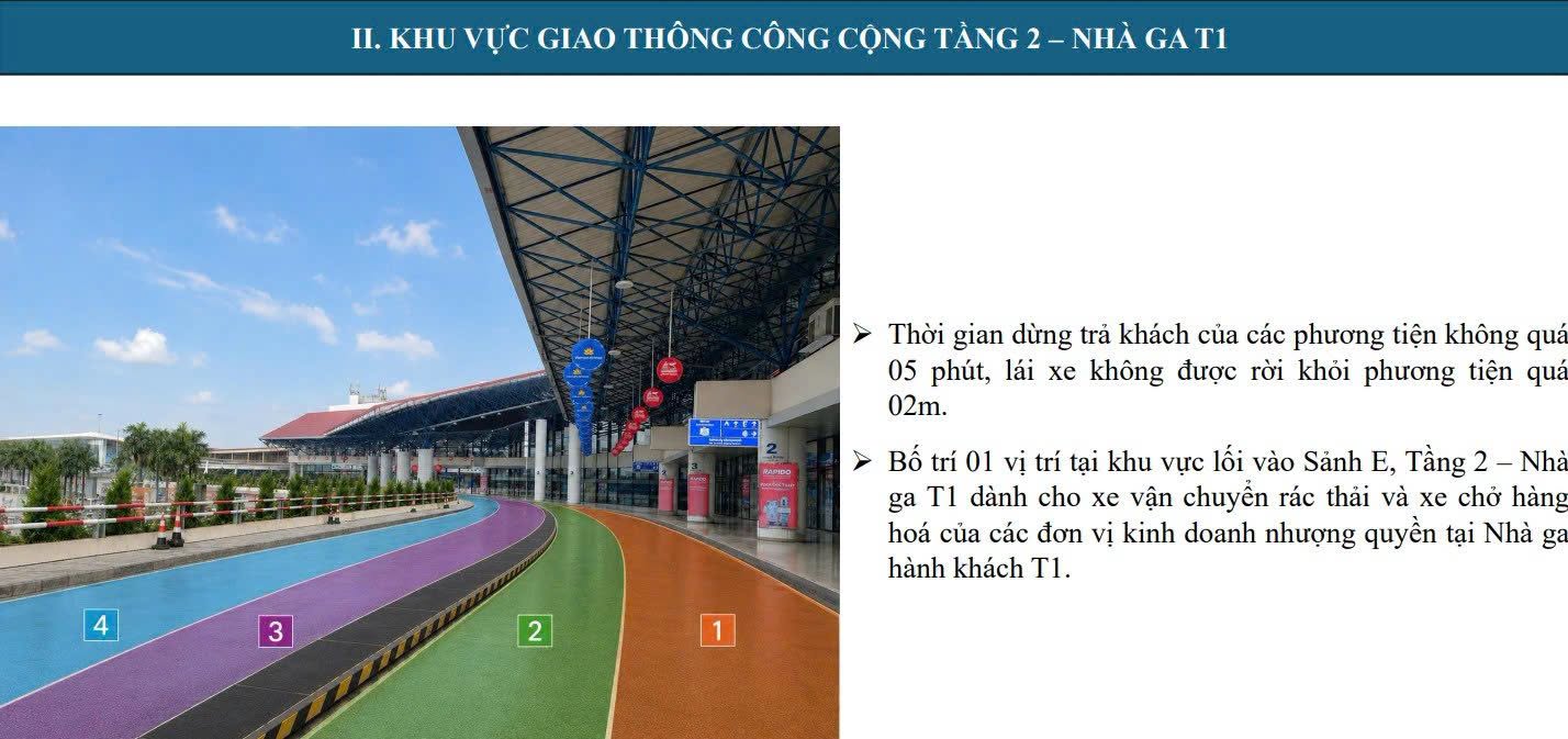 Hình ảnh các làn đường tại nhà ga T1