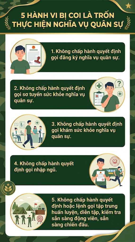 5-hanh-vi-bi-coi-la-tron-nghia-vu-quan-su-1788099978670119717314 Bốn hành vi xâm phạm nghĩa vụ quân sự- Ảnh 1.