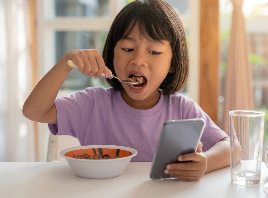 Tại sao để trẻ xem màn hình khi ăn lại gây hại và cách thiết lập bữa ăn không công nghệ