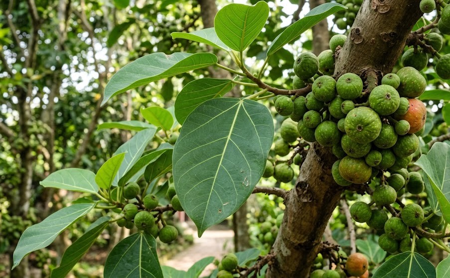 Lá sung không chỉ có mặt trong một số món ăn, còn là nguyên liệu trong một số bài thuốc dân gian. Ảnh AI