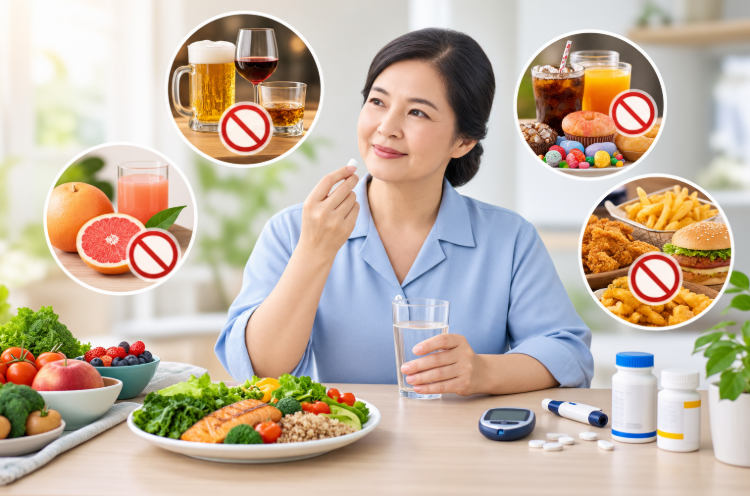 Dùng thuốc điều trị đái tháo đường: đồ ăn và thức uống cần thận trọng