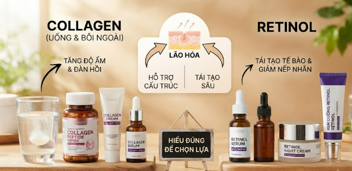 Retinol hay collagen: Lựa chọn đúng cho làn da lão hóa